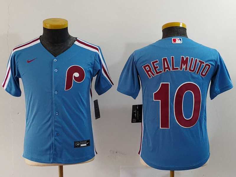 Youth Philadelphia Phillies #10 JT Realmuto Light Blue Cooperstown Cool Base Jersey->mlb womens jerseys->MLB Jersey